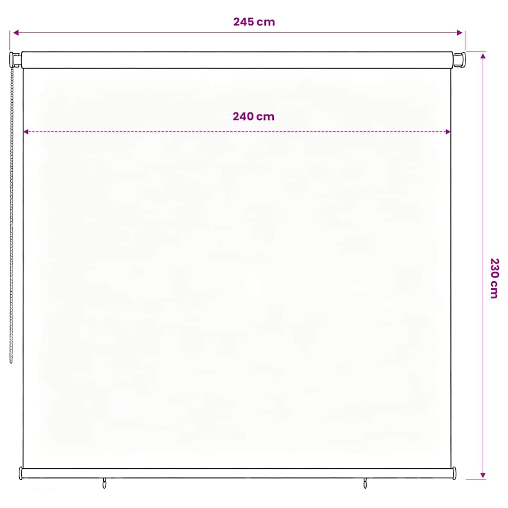 Tenda a Rullo per Esterni 185(L)x230(A) cm nera