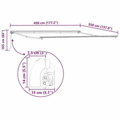 Tenda da Sole Bianco 4,5 × 3,5 m Metallo - homemem39