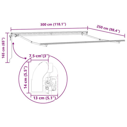 Tenda da Sole Bianco 3 x 2,5 m Metallo - homemem39