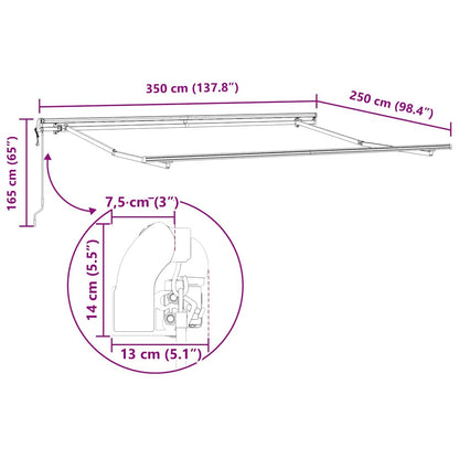 Tenda da Sole Manuale Bianco 3,5 x 2,5 m Metallo - homemem39