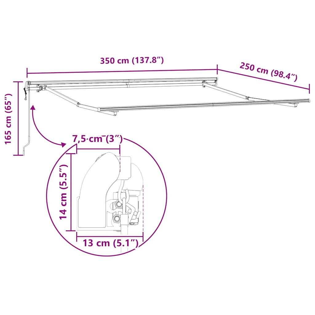 Struttura della tenda Bianco 350 x 250 cm Alluminio | homemem39