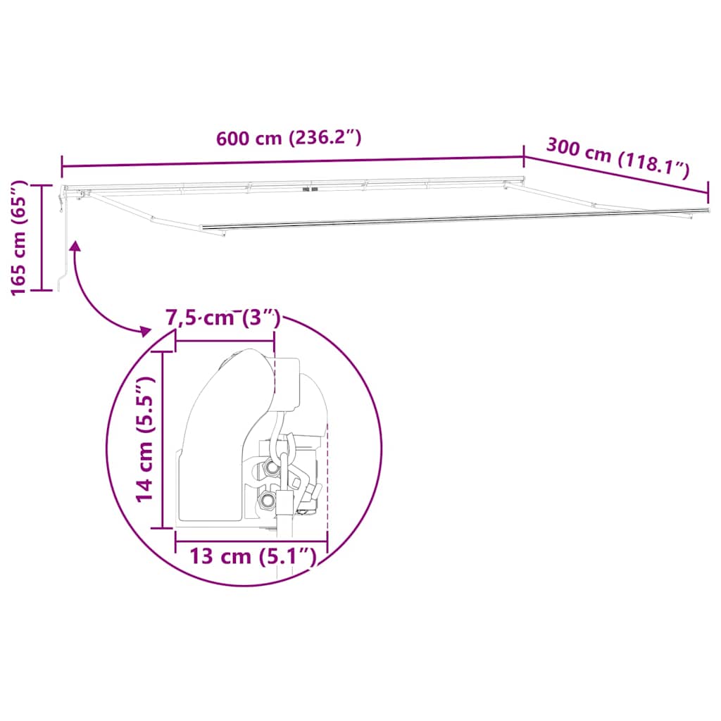 Tenda da Sole Bianco 6 x 3 m Metallo - homemem39