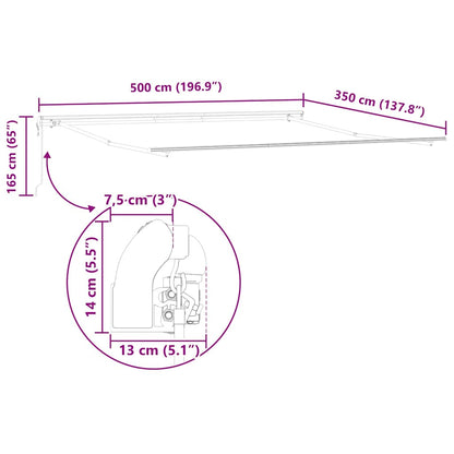 Tenda da Sole Bianco 5 × 3,5 m Metallo - homemem39