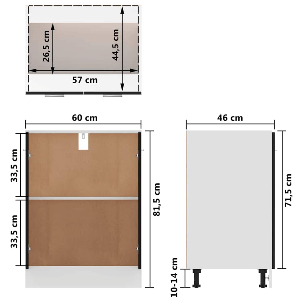 Armadio Inferiore “Lyon” Nero 60x46x81,5 cm
