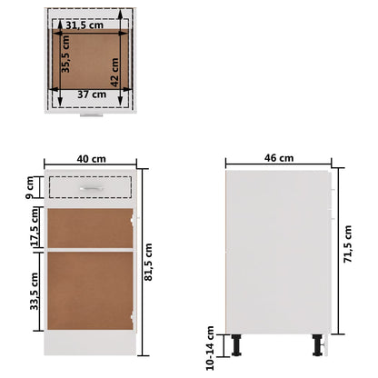 Armadio Inferiore Cassetto Bianco 40x46x81,5 Legno Multistrato