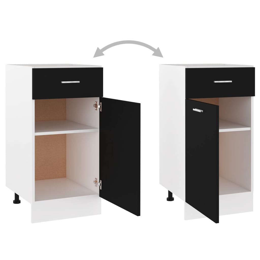 Armadio Inferiore Cassetto “Lyon” Nero 40x46x81,5cm | homemem39