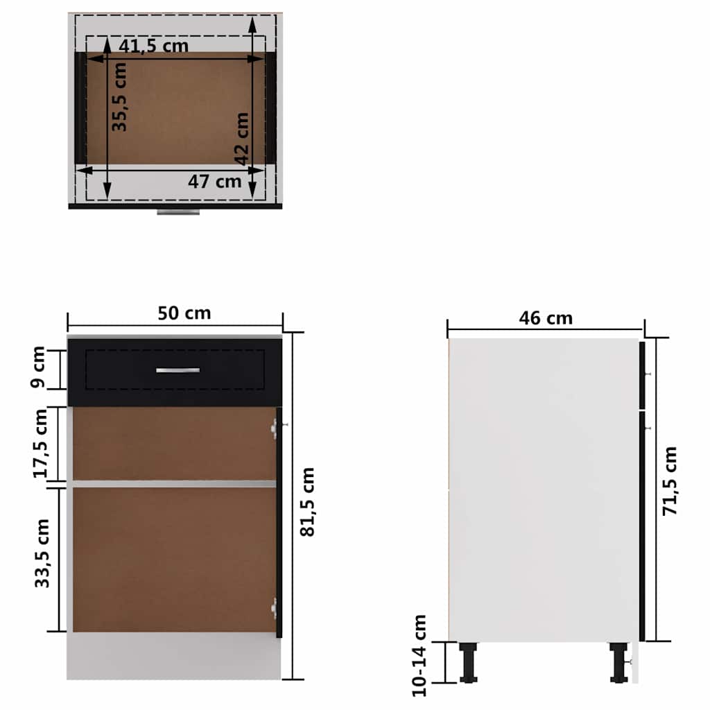 Armadio con Cassetto “Lyon” Nero 50x46x81,5 cm