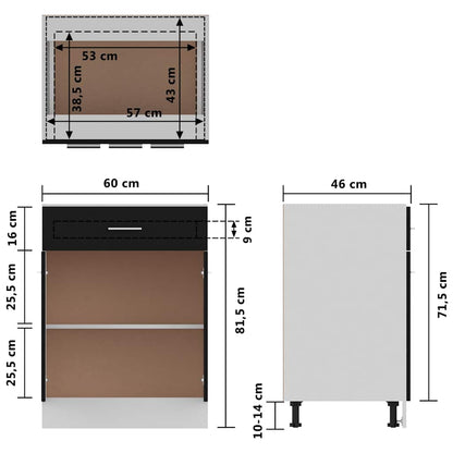 Armadio Inferiore con Cassetto “Lyon” Nero 60x46x81,5 cm
