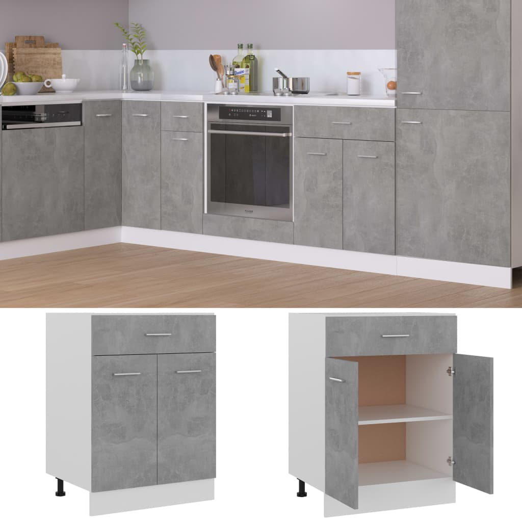 Armadio Inferiore Cassetto Grigio Cemento 60x46x81,5Multistrato | homemem39