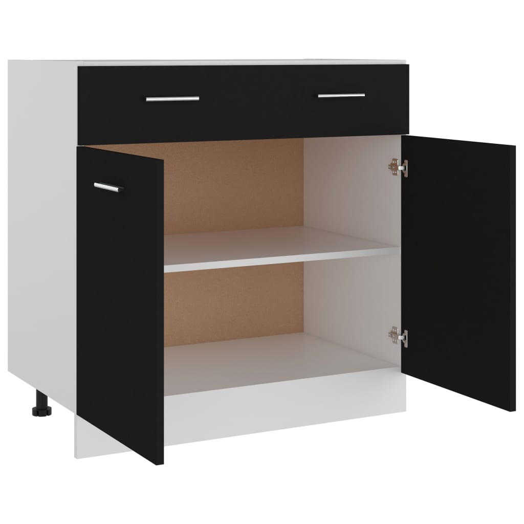 Mobile Inferiore Cassetto “Lyon” Nero 80x46x81,5 cm - homemem39
