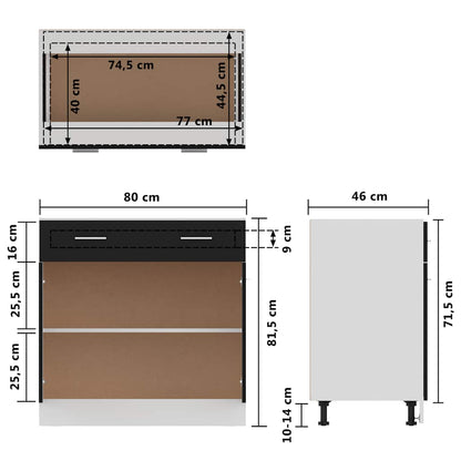 Mobile Inferiore Cassetto “Lyon” Nero 80x46x81,5 cm