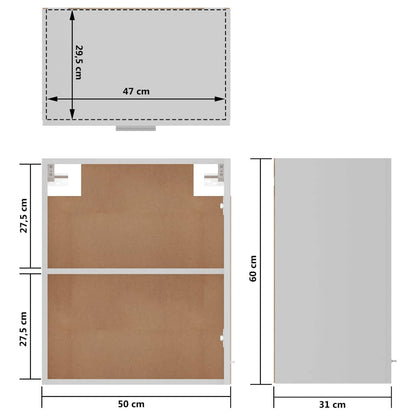 Mobile Pensile “Lyon” Bianco 50x31x60 cm in Legno Multistrato