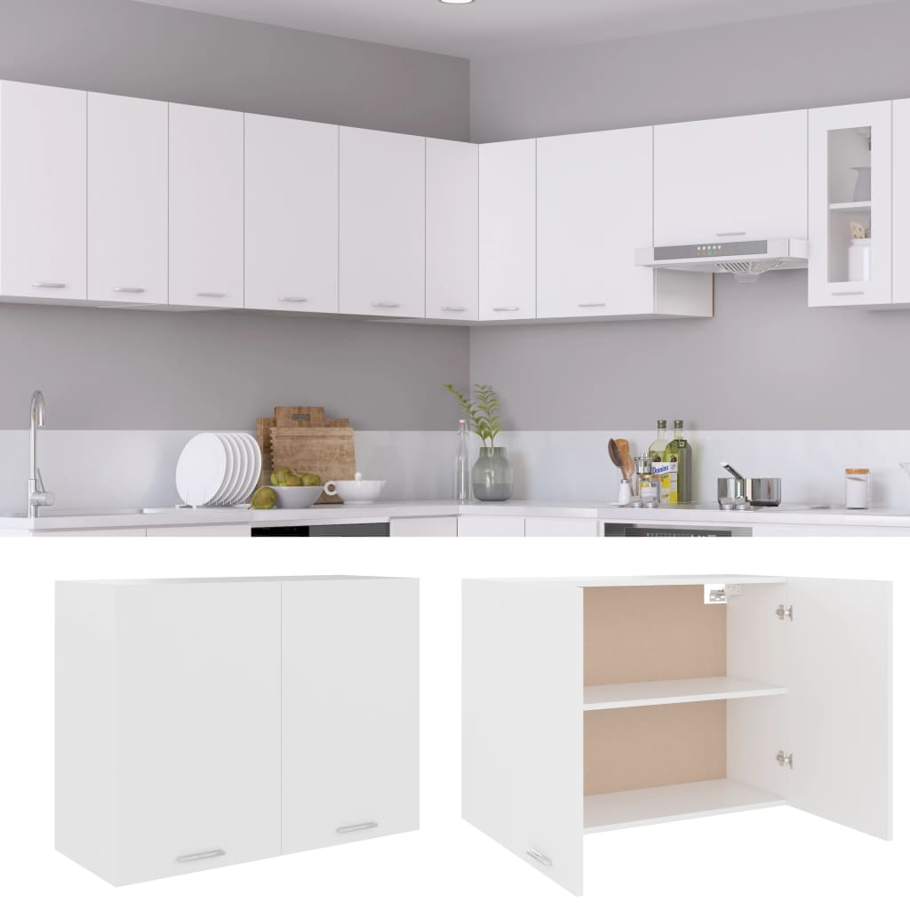 Mobile Pensile “Lyon” Bianco 80x31x60 cm in Legno Multistrato | homemem39