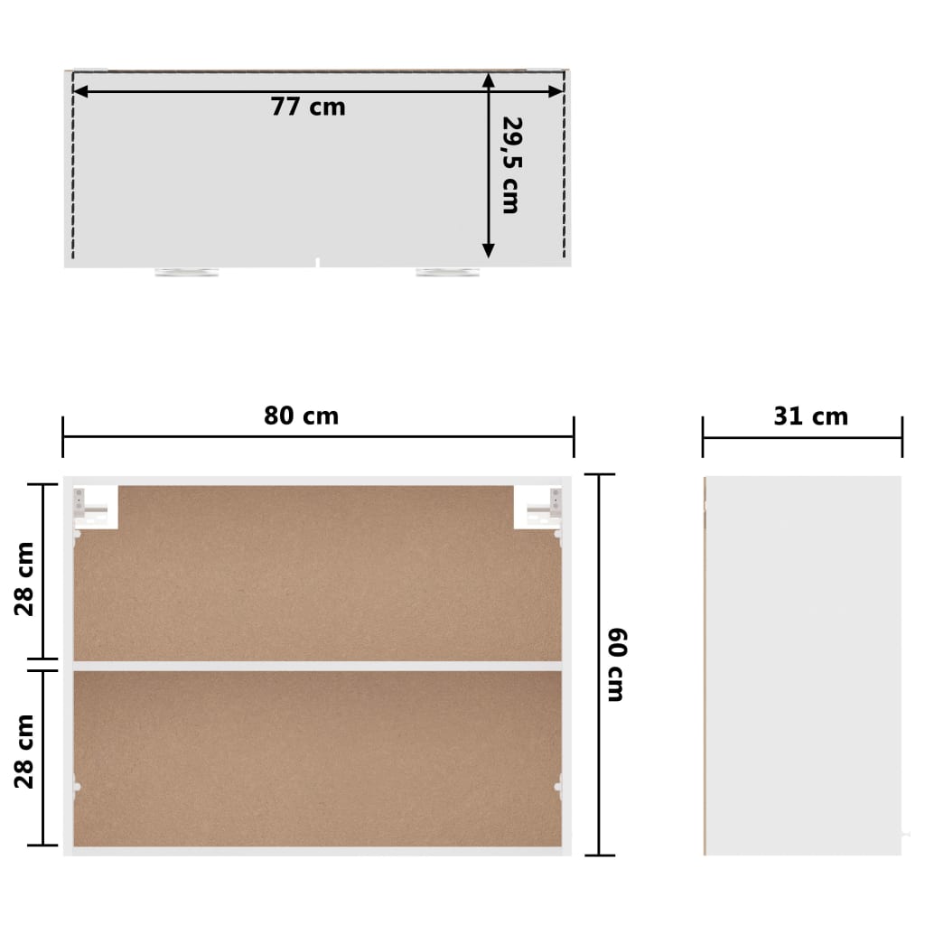 Mobile Pensile “Lyon” Bianco 80x31x60 cm in Legno Multistrato