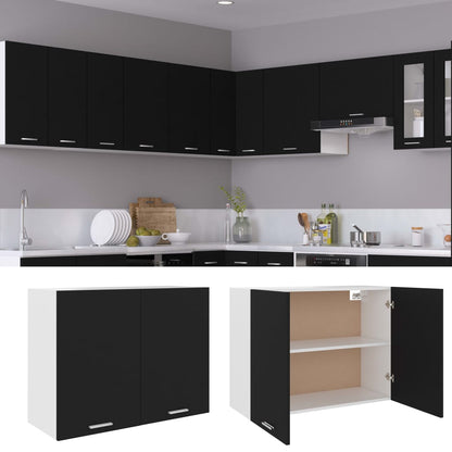 Mobile Pensile “Lyon” Nero 80x31x60 cm in Legno Multistrato