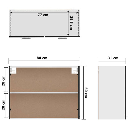 Mobile Pensile “Lyon” Nero 80x31x60 cm in Legno Multistrato