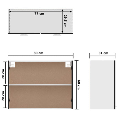 Mobile Pensile “Lyon” Nero 80x31x60 cm in Legno Multistrato