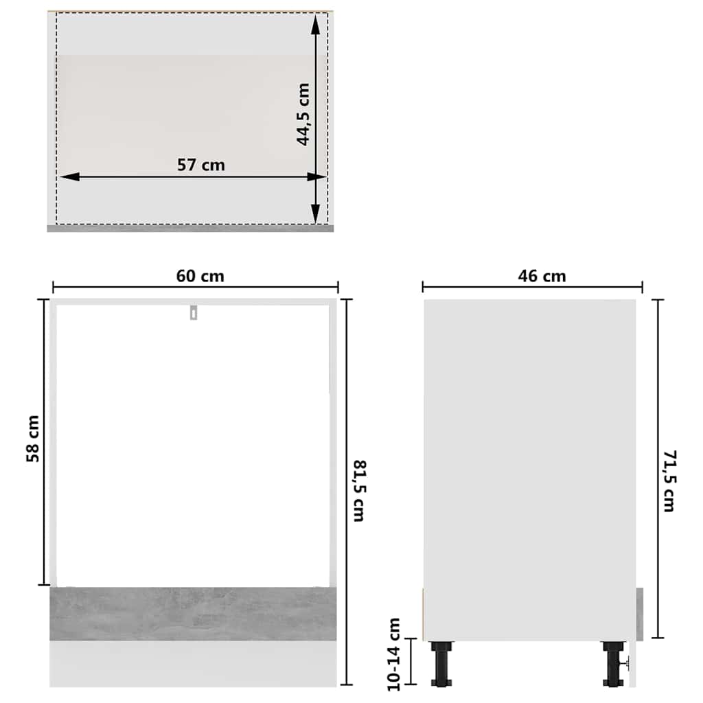 Mobile per Forno “Riga” Grigio Cemento 60x46x81,5 cm