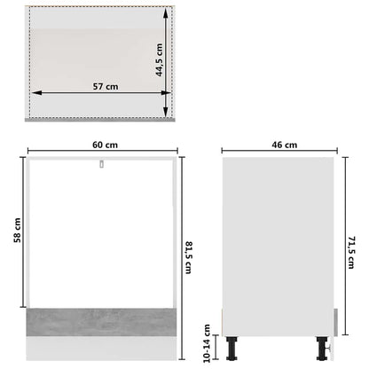 Mobile per Forno “Riga” Grigio Cemento 60x46x81,5 cm