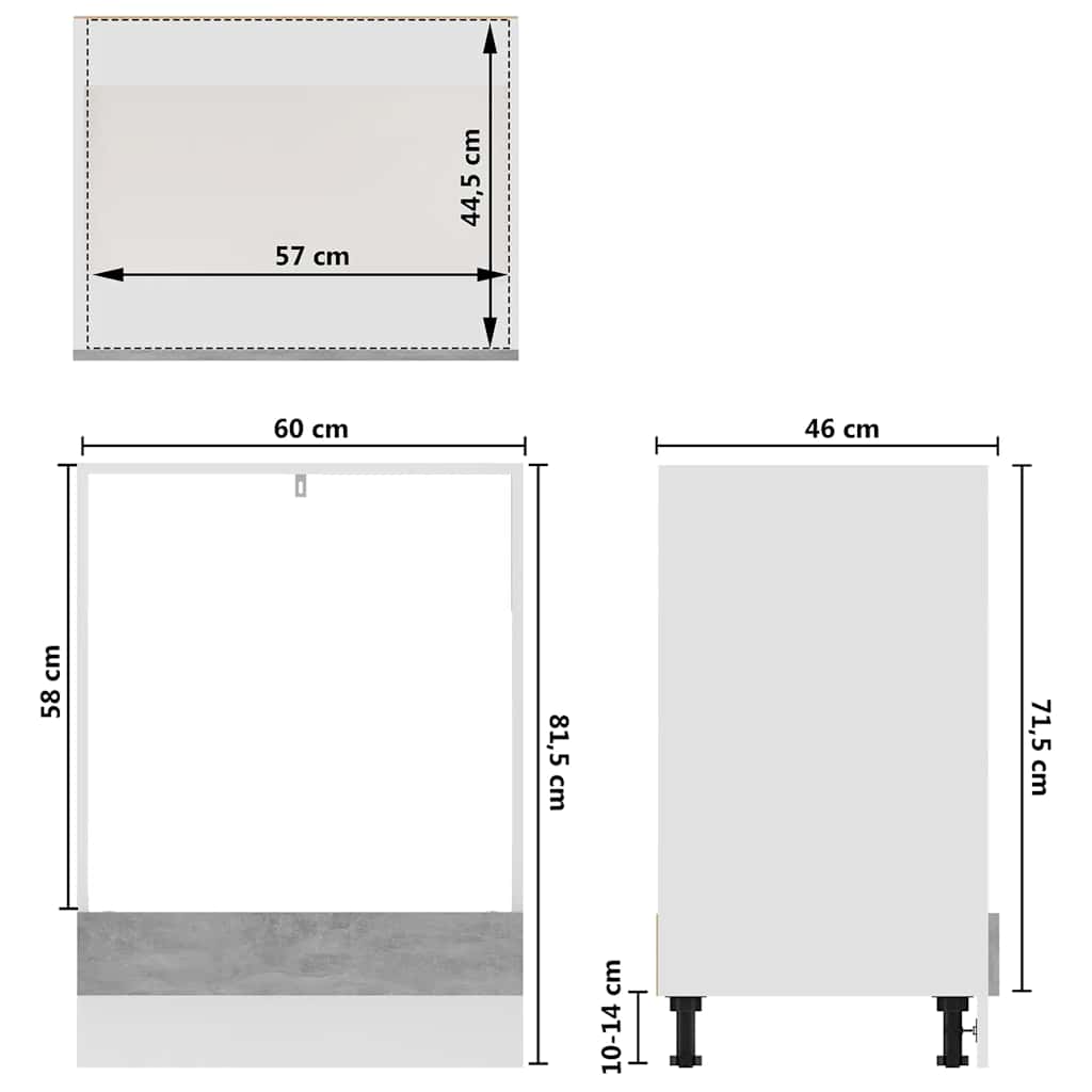 Mobile per Forno “Riga” Grigio Cemento 60x46x81,5 cm