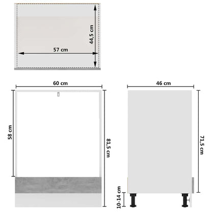 Mobile per Forno “Riga” Grigio Cemento 60x46x81,5 cm