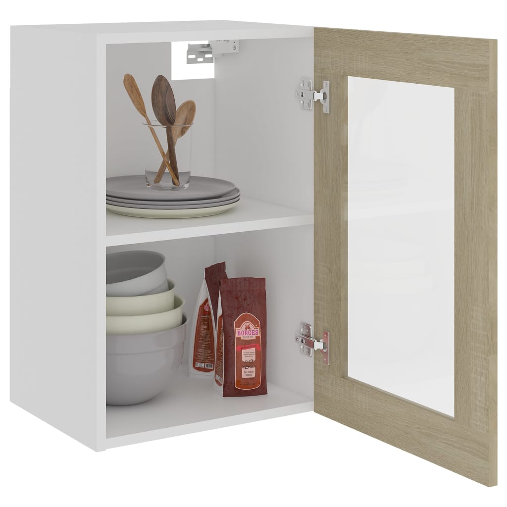 Mobile Pensile con Vetro “Lyon” Rovere Sonoma 40x31x60 cm