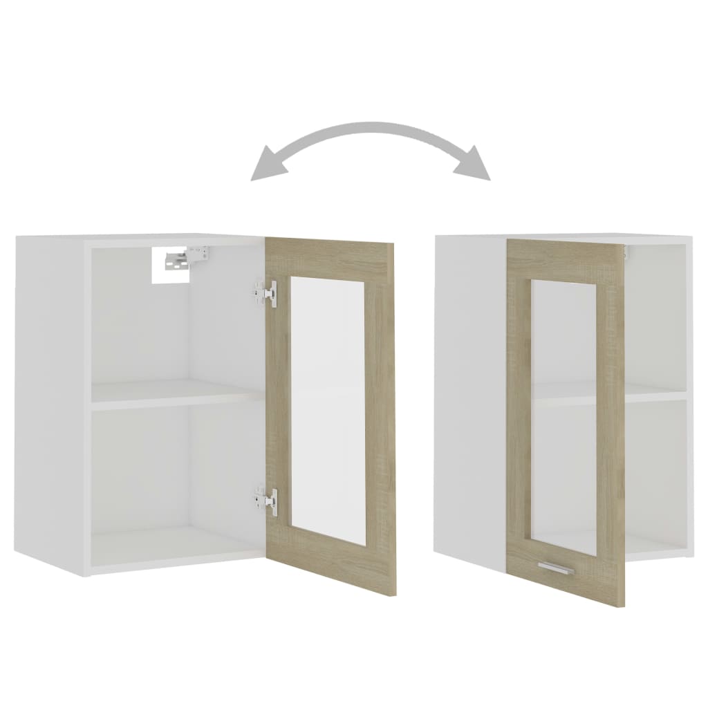 Mobile Pensile con Vetro “Lyon” Rovere Sonoma 40x31x60 cm - homemem39