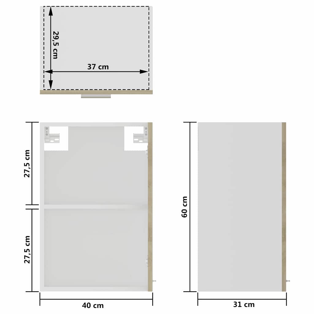 Mobile Pensile con Vetro “Lyon” Rovere Sonoma 40x31x60 cm