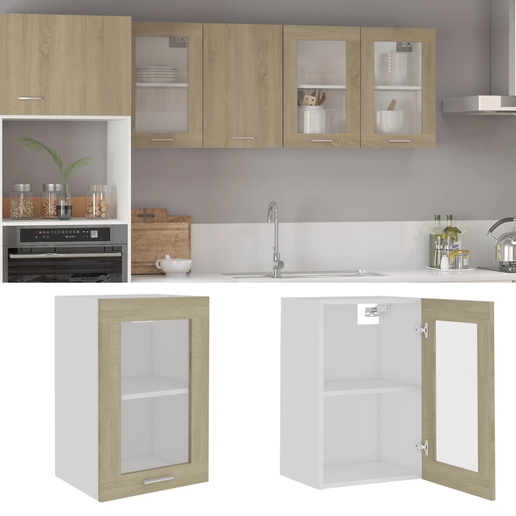 Mobile Pensile con Vetro “Lyon” Rovere Sonoma 40x31x60 cm | homemem39
