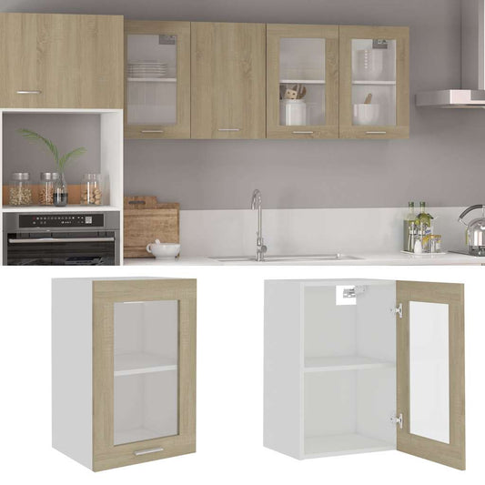 Mobile Pensile con Vetro “Lyon” Rovere Sonoma 40x31x60 cm