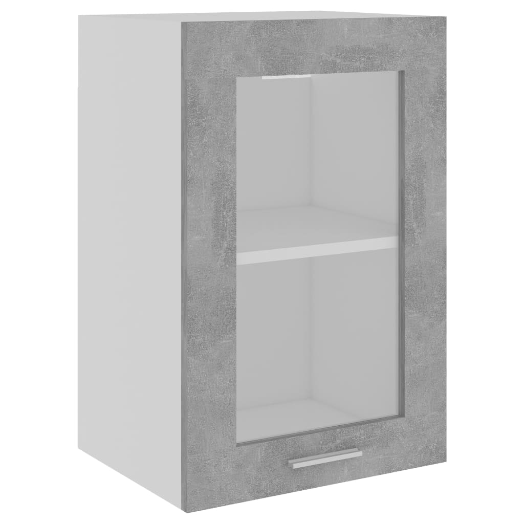 Mobile Pensile con Vetro “Lyon” Grigio Cemento 40x31x60 cm