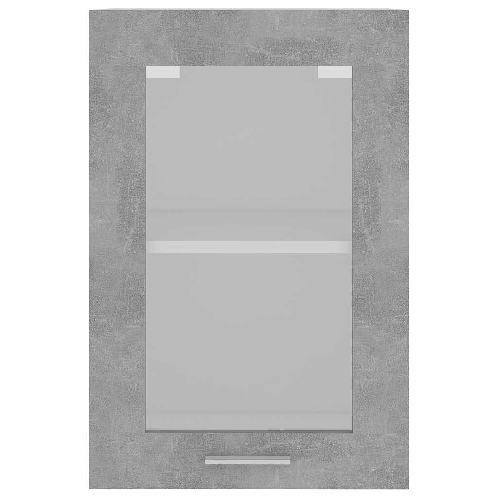 Mobile Pensile con Vetro “Lyon” Grigio Cemento 40x31x60 cm
