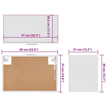 Mobile Pensile “Lyon” Bianco 60x31x40 cm in Legno Multistrato - homemem39