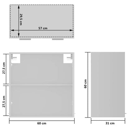 Mobile Pensile con Vetro “Lyon” Bianco 60x31x60 cm | homemem39