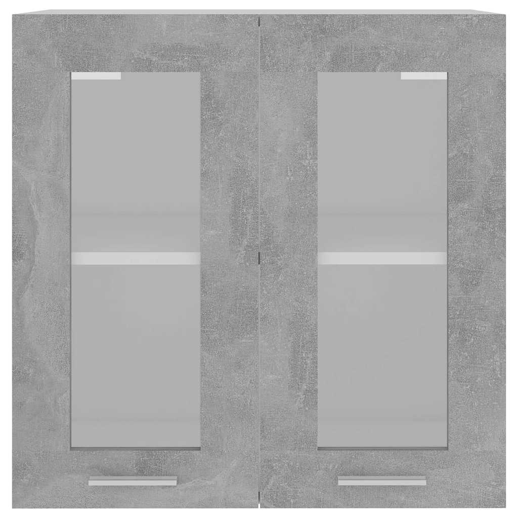 Mobile Pensile con Vetro “Lyon” Grigio Cemento 60x31x60 cm