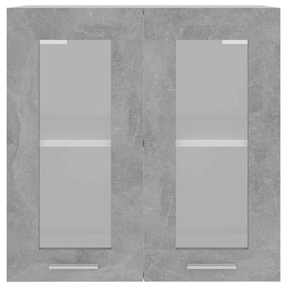 Mobile Pensile con Vetro “Lyon” Grigio Cemento 60x31x60 cm