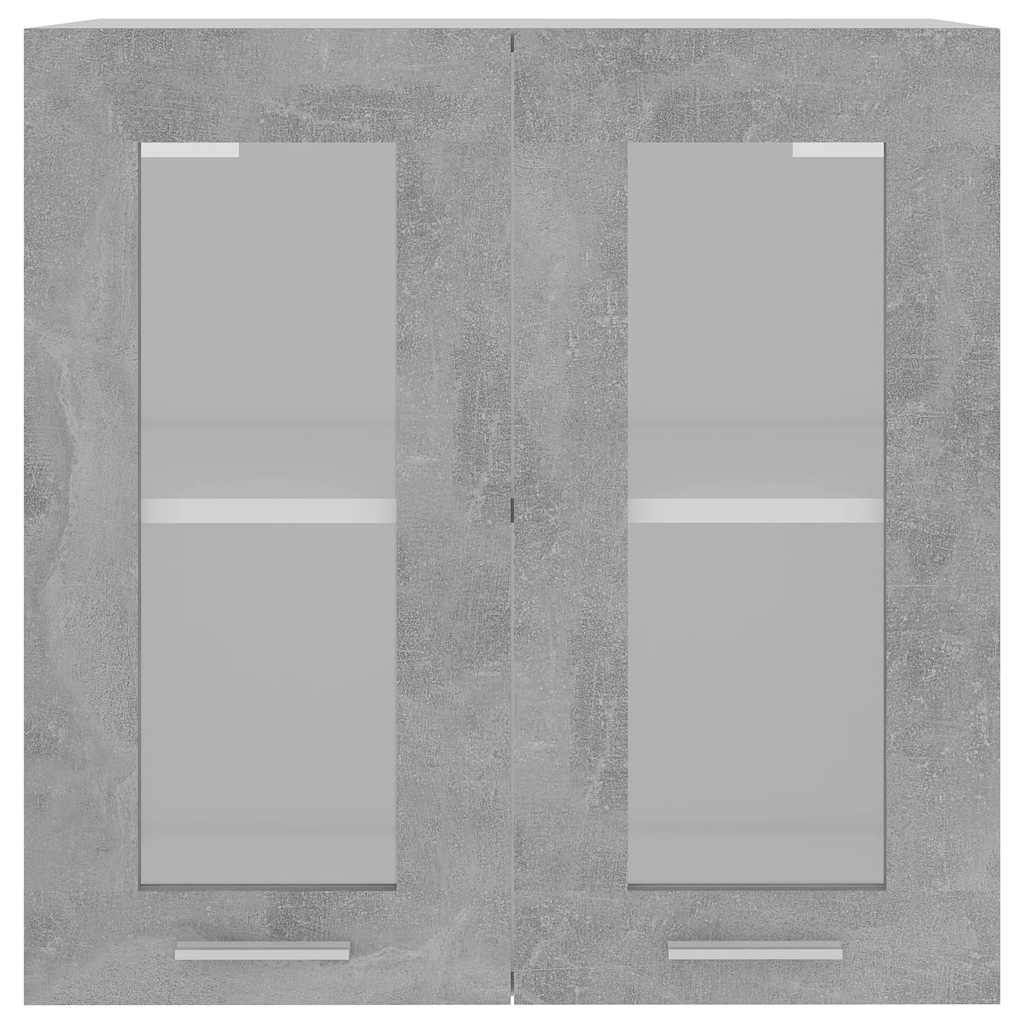 Mobile Pensile con Vetro “Lyon” Grigio Cemento 60x31x60 cm