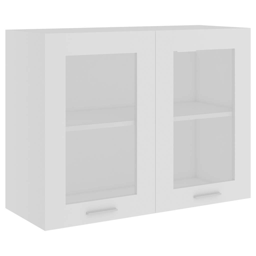 Mobile Pensile con Vetro “Lyon” Bianco 80x31x60 cm