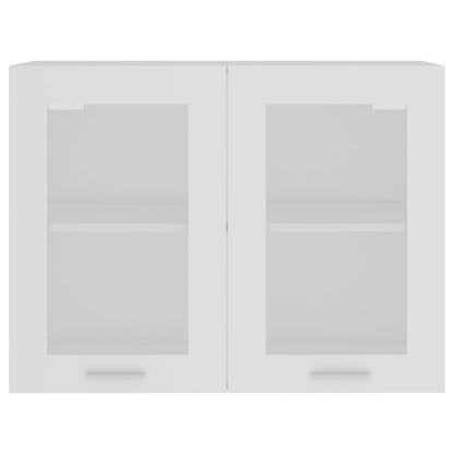 Mobile Pensile con Vetro “Lyon” Bianco 80x31x60 cm - homemem39