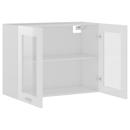 Armadio Sospeso con Vetro Bianco 80x31x60 cm Legno Multistrato