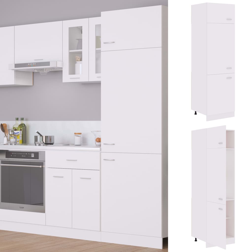 Mobile per Frigo “Lyon” Bianco 60x57x207 cm Legno Multistrato