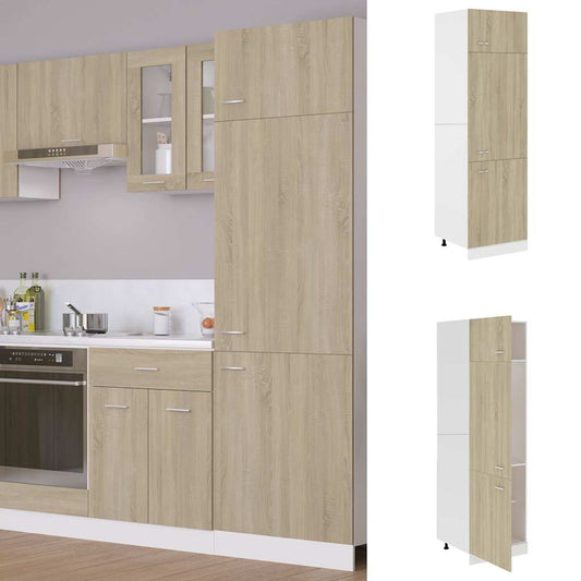 Mobile per Frigo Rovere Sonoma 60x57x207 cm Legno Multistrato