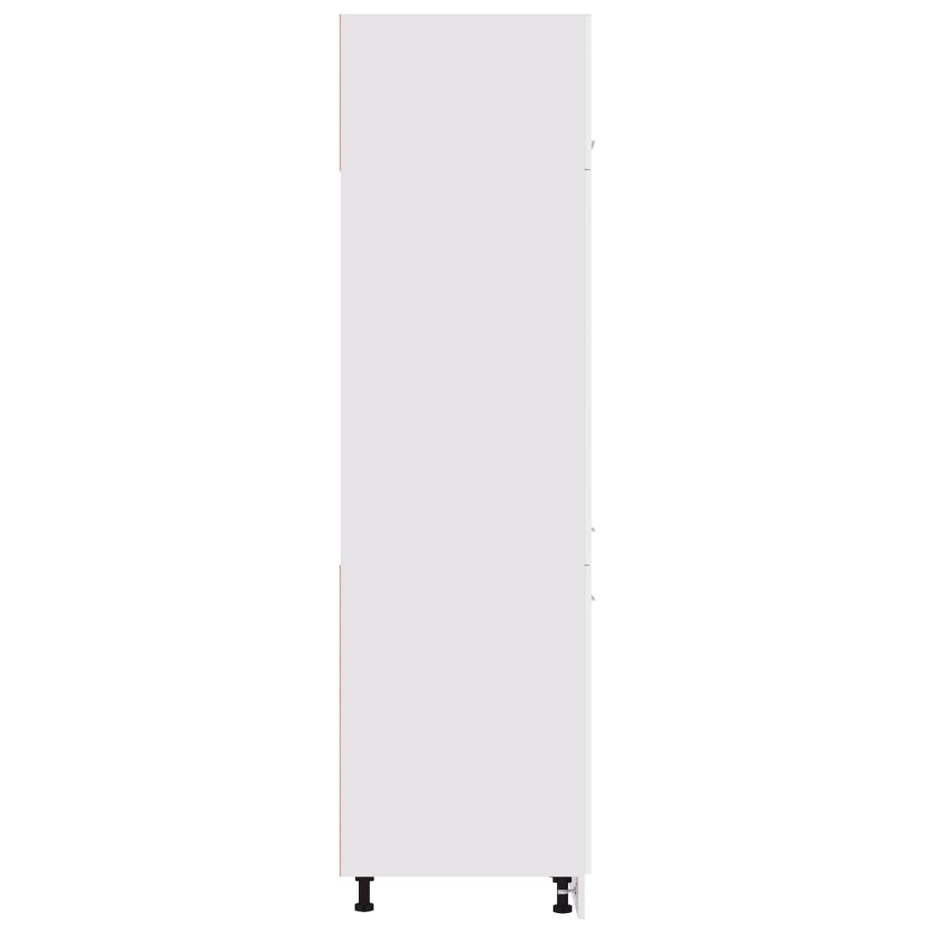 Mobile per Frigo Bianco Lucido 60x57x207 cm Legno Multistrato