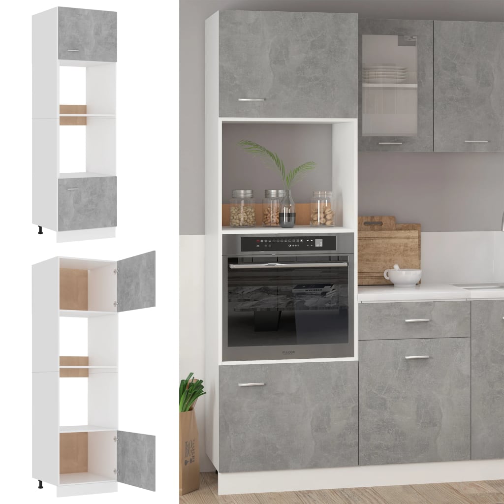 Mobile per Microonde Grigio Cemento 60x57x207 cm Multistrato | homemem39