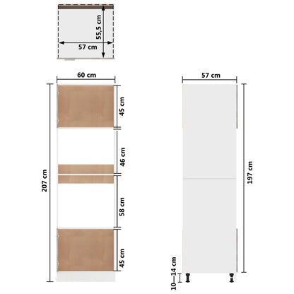 Mobile per Microonde Grigio Cemento 60x57x207 cm Multistrato | homemem39
