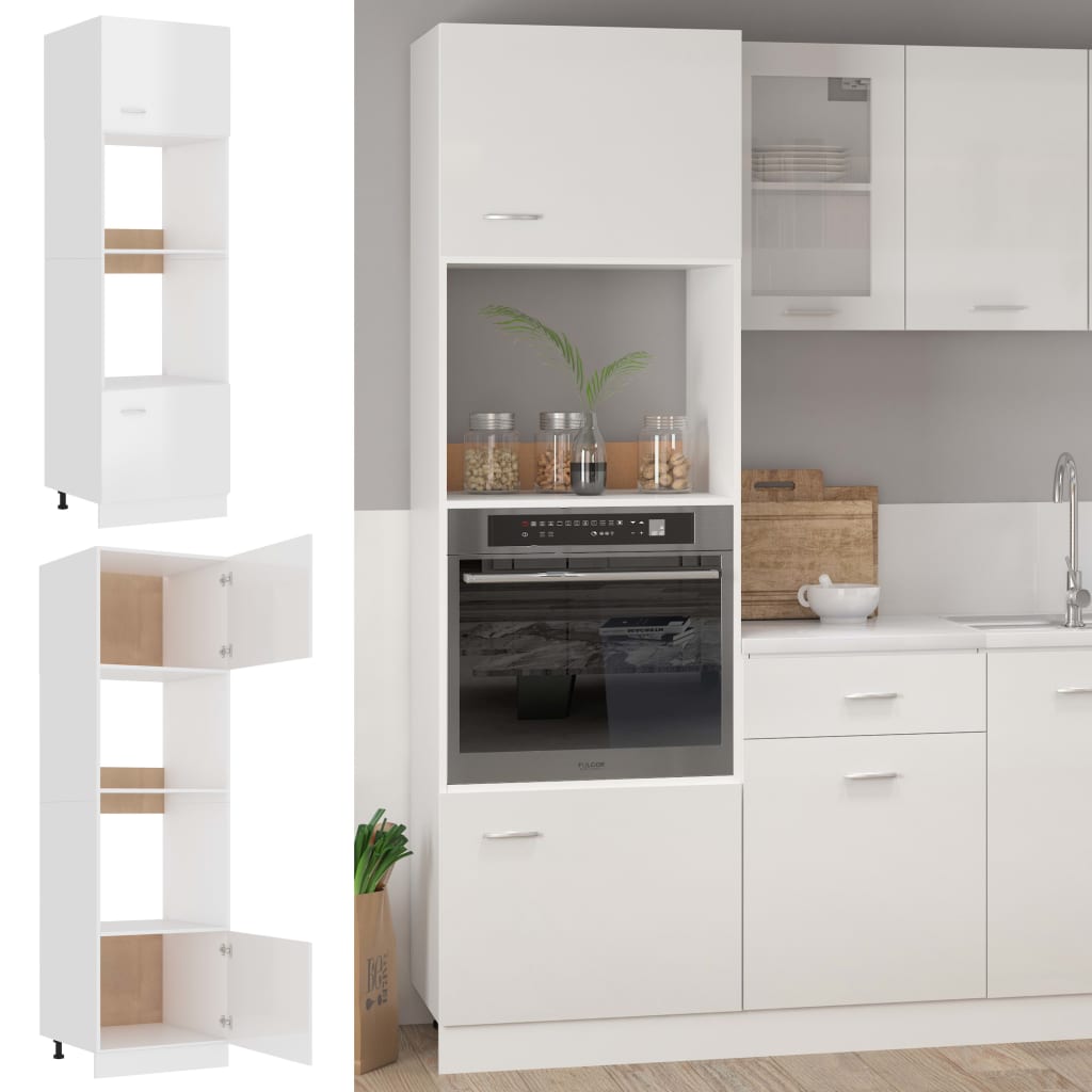 Mobile Microonde “Lyon” Bianco Lucido 60x57x207 cm | homemem39