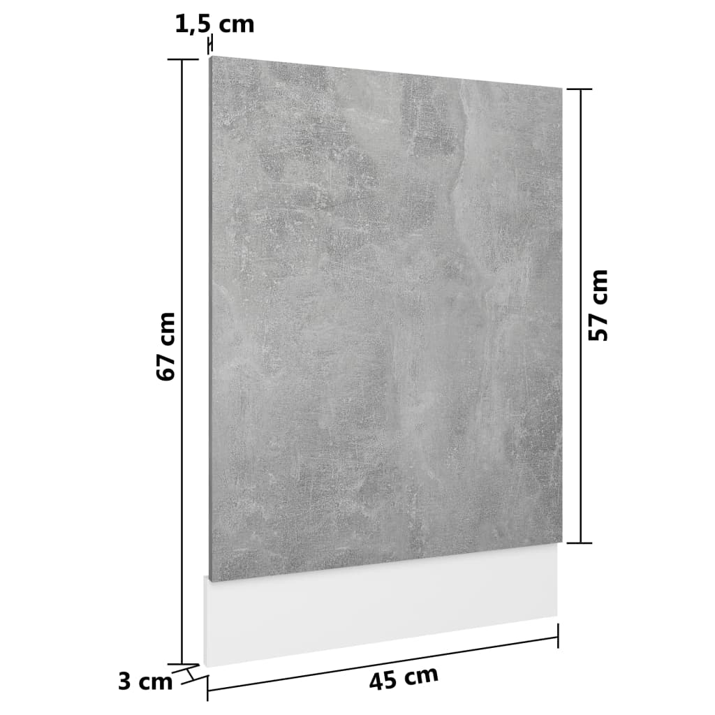 Pannello Lavastoviglie Grigio Cemento 45x3x67 cm Multistrato