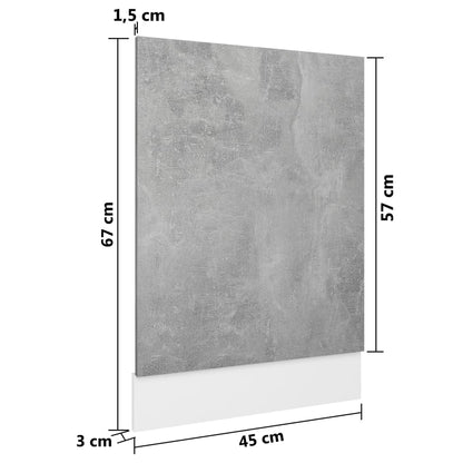 Pannello Lavastoviglie Grigio Cemento 45x3x67 cm Multistrato