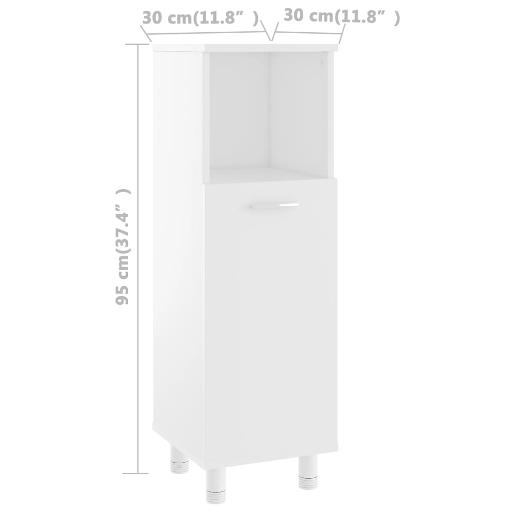 Armadio da Bagno Bianco 30x30x95 cm in Legno Multistrato | homemem39
