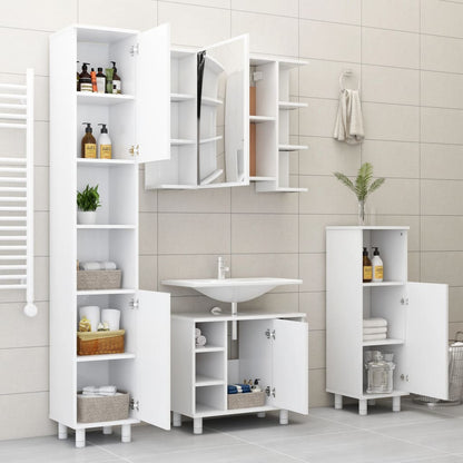 Armadio da Bagno Bianco 30x30x95 cm in Legno Multistrato | homemem39